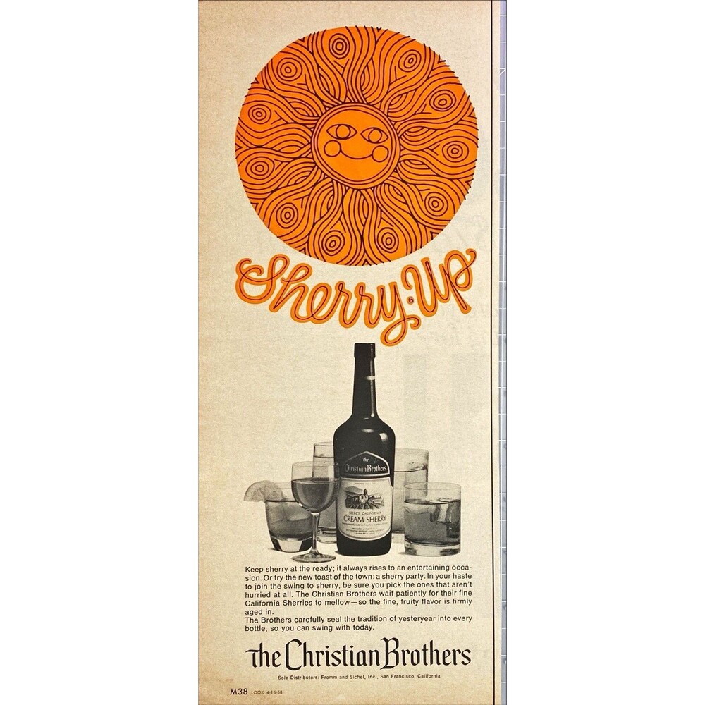 Christian Brothers Cream Sherry "Sherry Up" Vintage Print Ad 1968